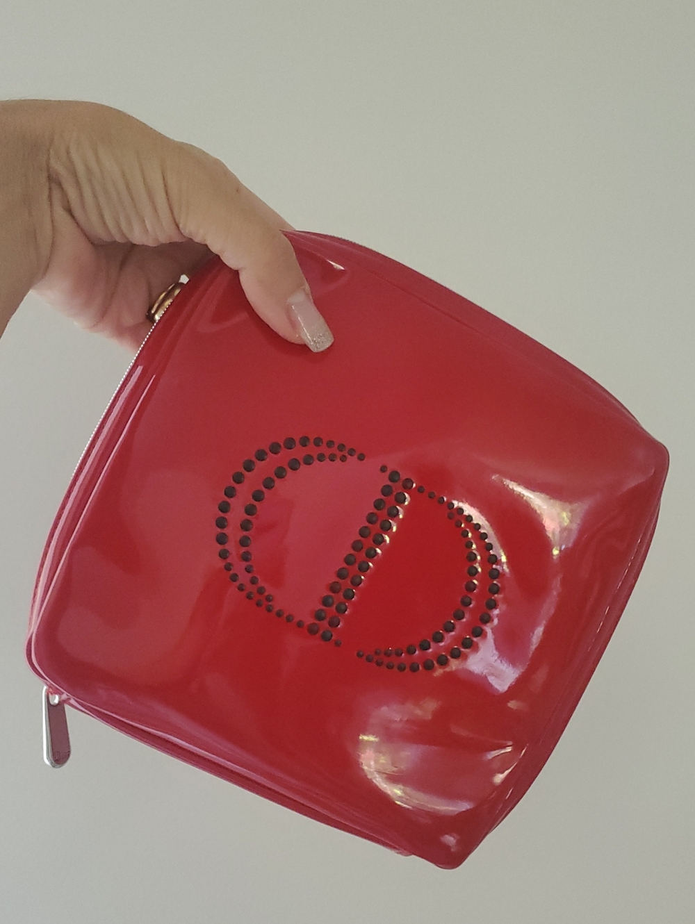Christian DIOR Red Patent cosmetic Jewelry Clutch Bag